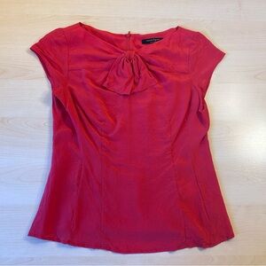 Nanette Lepore Red Blouse with Bow Detail 100% Silk